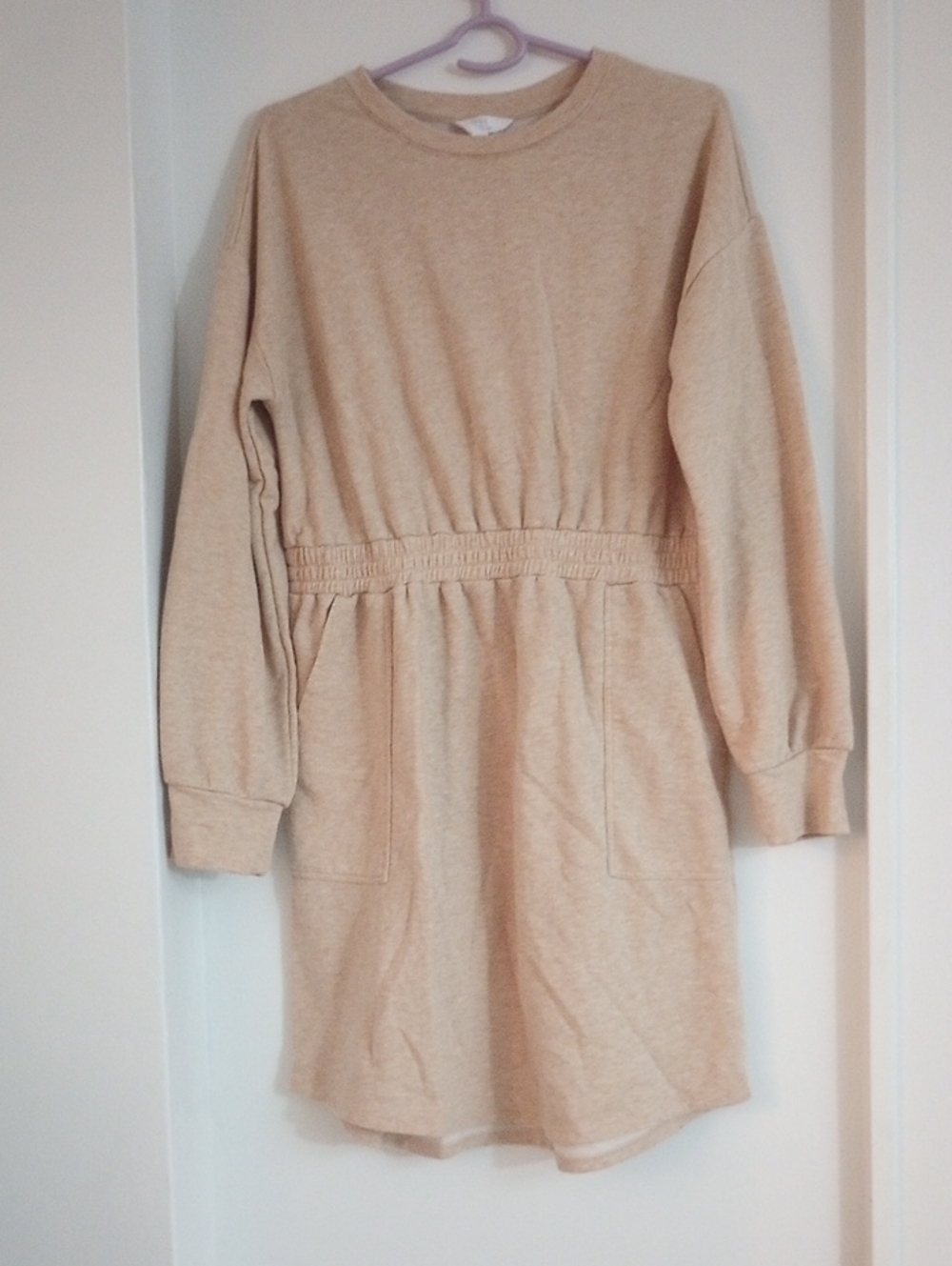 Time and Tru Cotton Blend Tan Long Sleeve Cool Weather Dress Size M